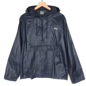 VTG Le Tigre‎ Pullover Anorak Jacket Windbreaker Sz L 44" Hooded Navy Blue Mens